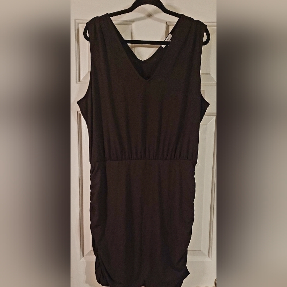 Nwot - Nine West New Women's Black Sleeveless Dress Ruching On Skirt Size XXL.